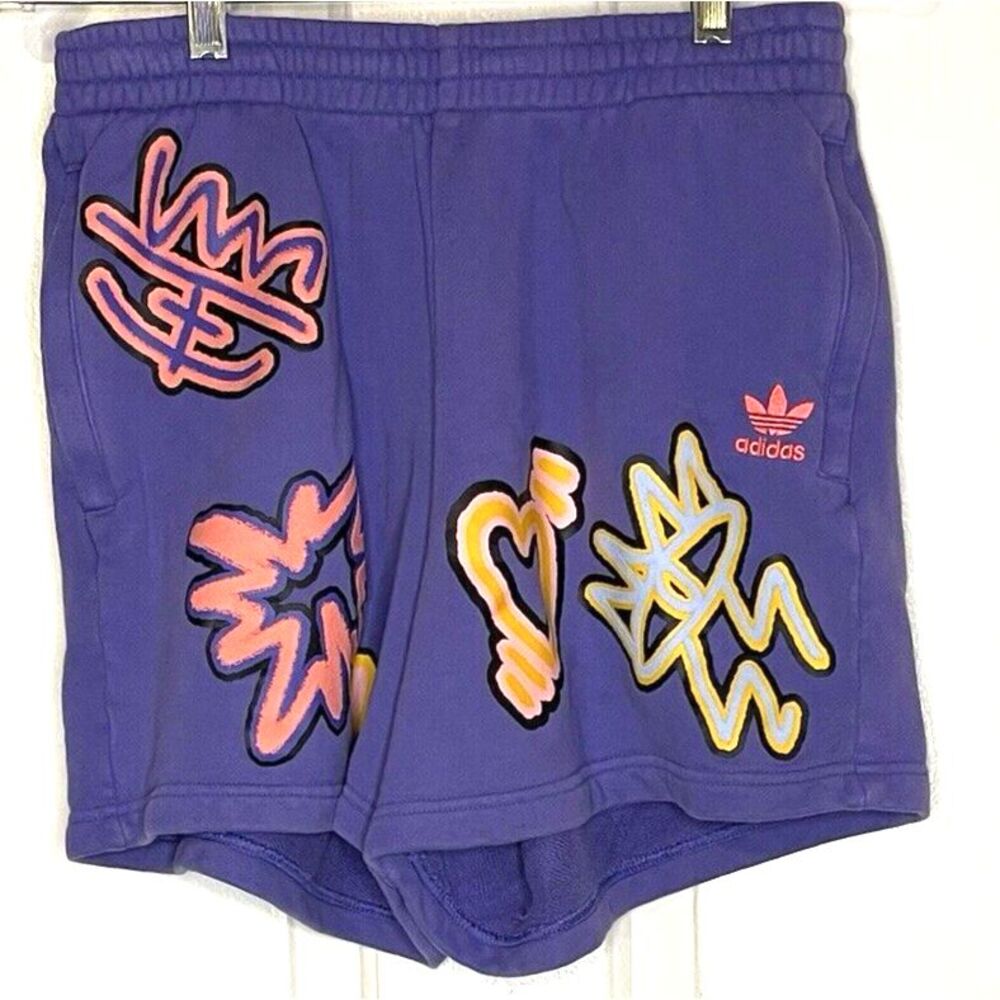 ADIDAS Originals x Kris Andrew Love Unites Graphic Zip Pocket Shorts Medium